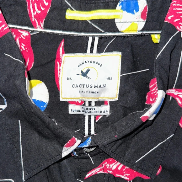 Vibrant Flamingo and Beach Chair Print Casual Shirt - Picture 2 of 3